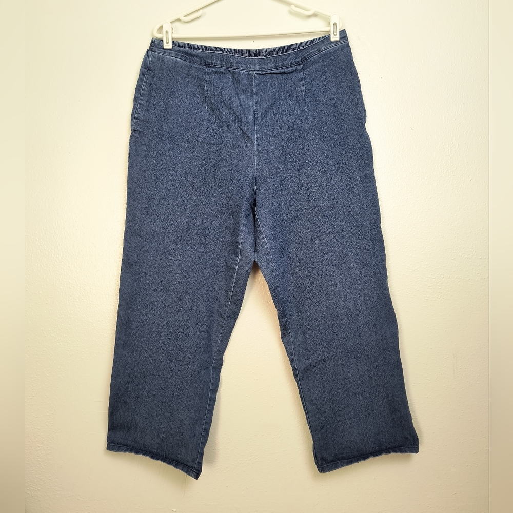 Alfred Dunner Blue Straight Leg Jeans Classic Fit Size 18W Elastic Waist Band